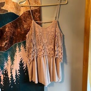 Women's Mauve Lace American Eagle Romper